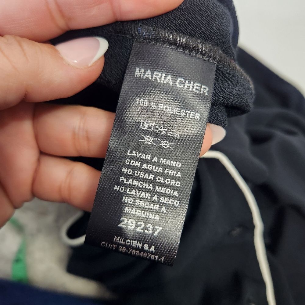 Maria Cher contrast minimalist black white top blouse size 2 - Picture 8 of 13